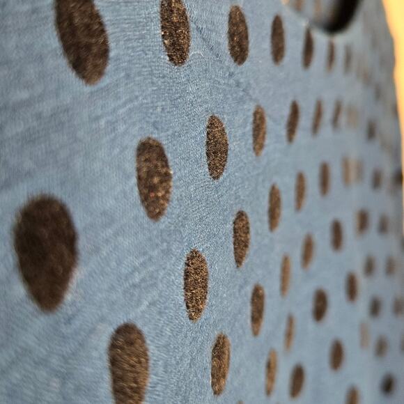 Talbots Teal Blue with Black Flocked Polka Dots Long Sleeve Top Size XS - Picture 5 of 5